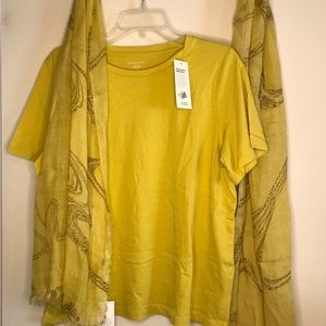 NWT Eileen Fisher Tee with matching scarf PL